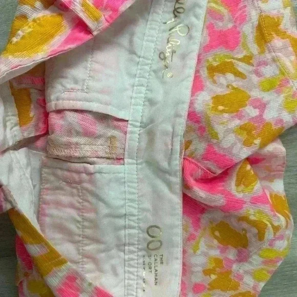 Lilly Pulitzer Callahan Shorts Pink Orange Floral Print Women's Size 00 - Picture 2 of 7